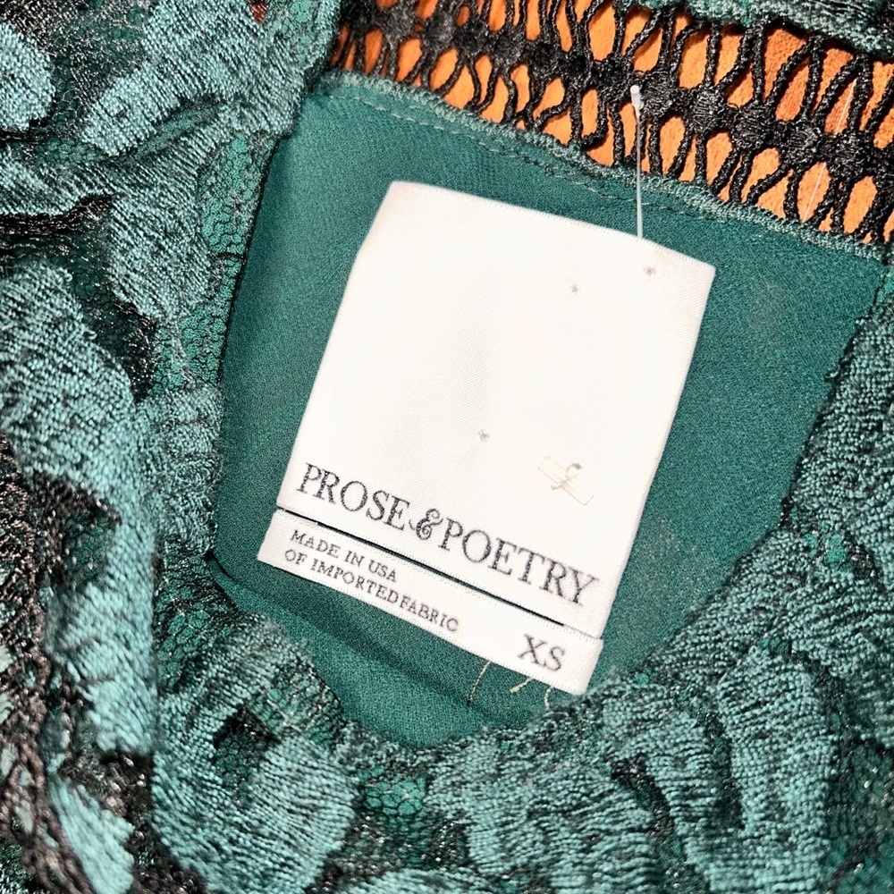 Prose & Poetry Anthropologie Whimsigoth Green Lace Bell Sleeve Sheer Moody XS - Picture 10 of 10